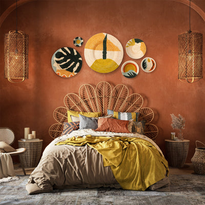 Blissful Brights wall statement set in eclectic bedroom scene