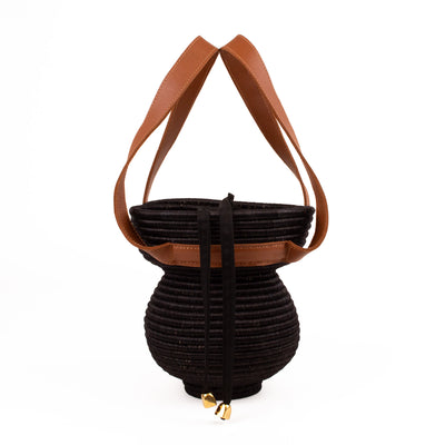 Modern Handbag - Gourd with Brown Leather Handles