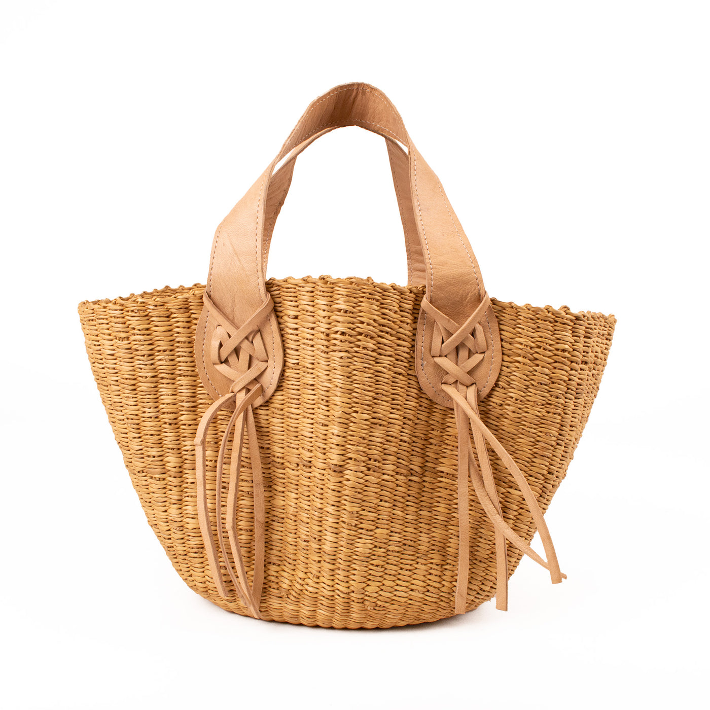 Neutral Handbag - Wavy Natural with Fringed Leather Handles