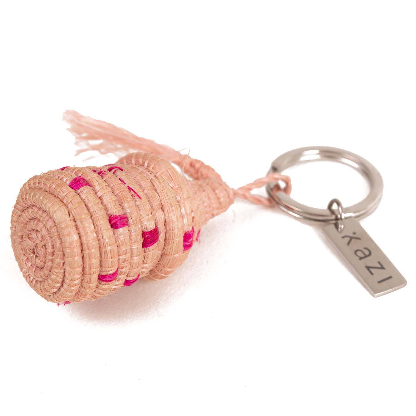 Woven Keychain - Pink Spotted