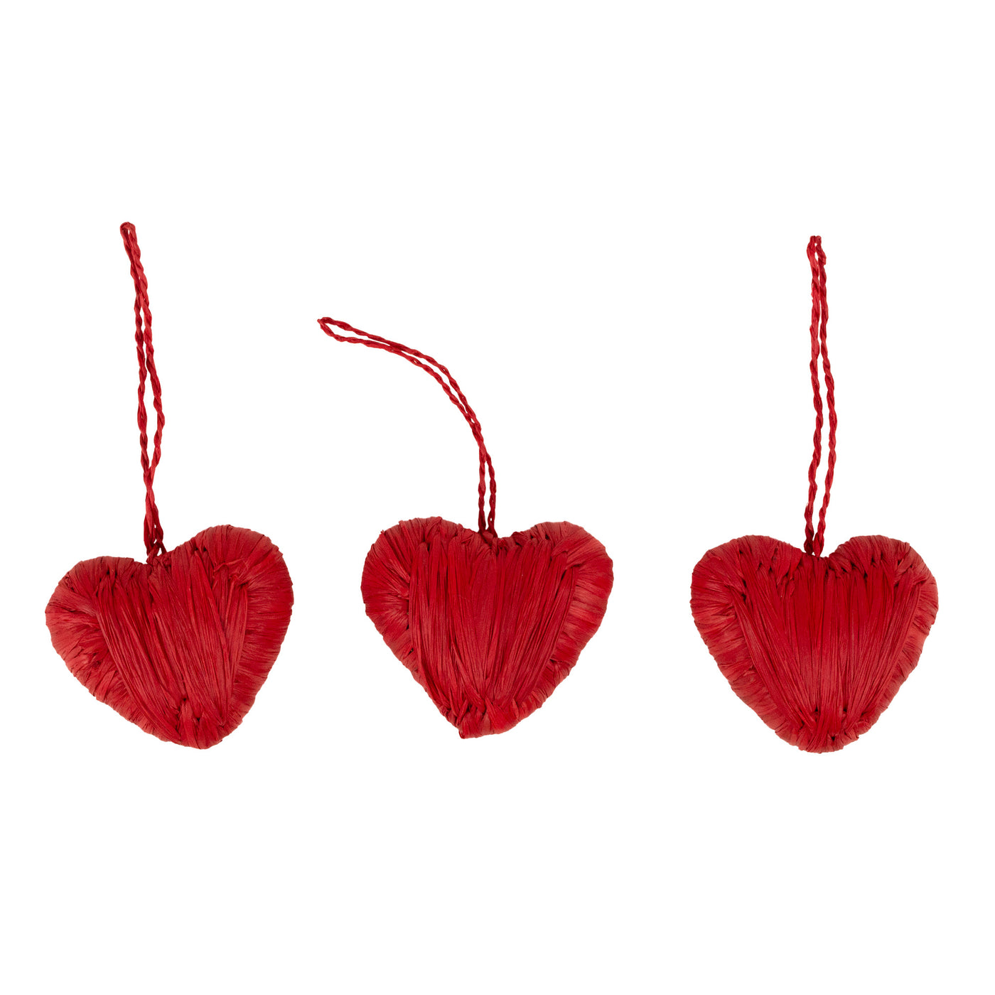Red Heart Ornaments, Set of 3