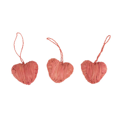 Pink Heart Ornaments, Set of 3