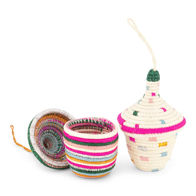 Holiday Ornaments - Colorful Lidded Boxes, Set of 2