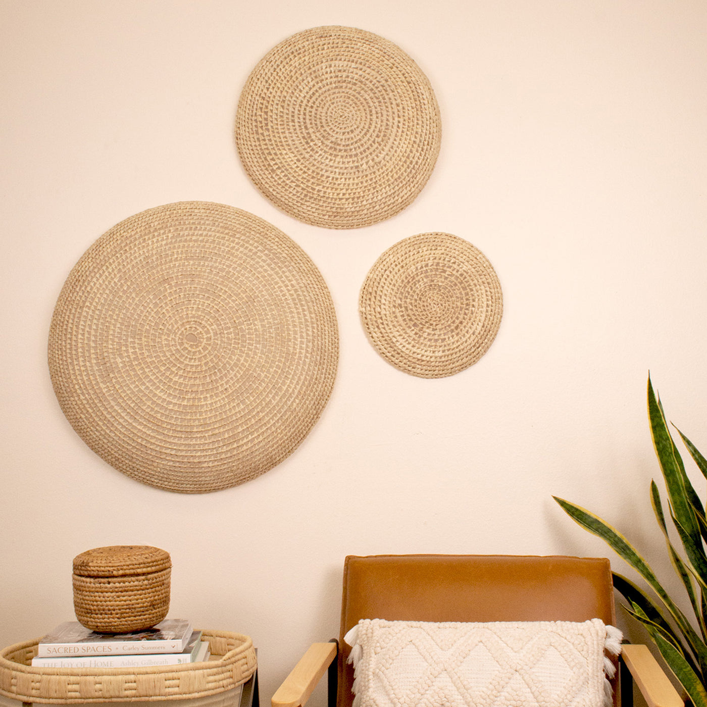 Neutral Wall Art - Palm Button Bowls, Set of 3