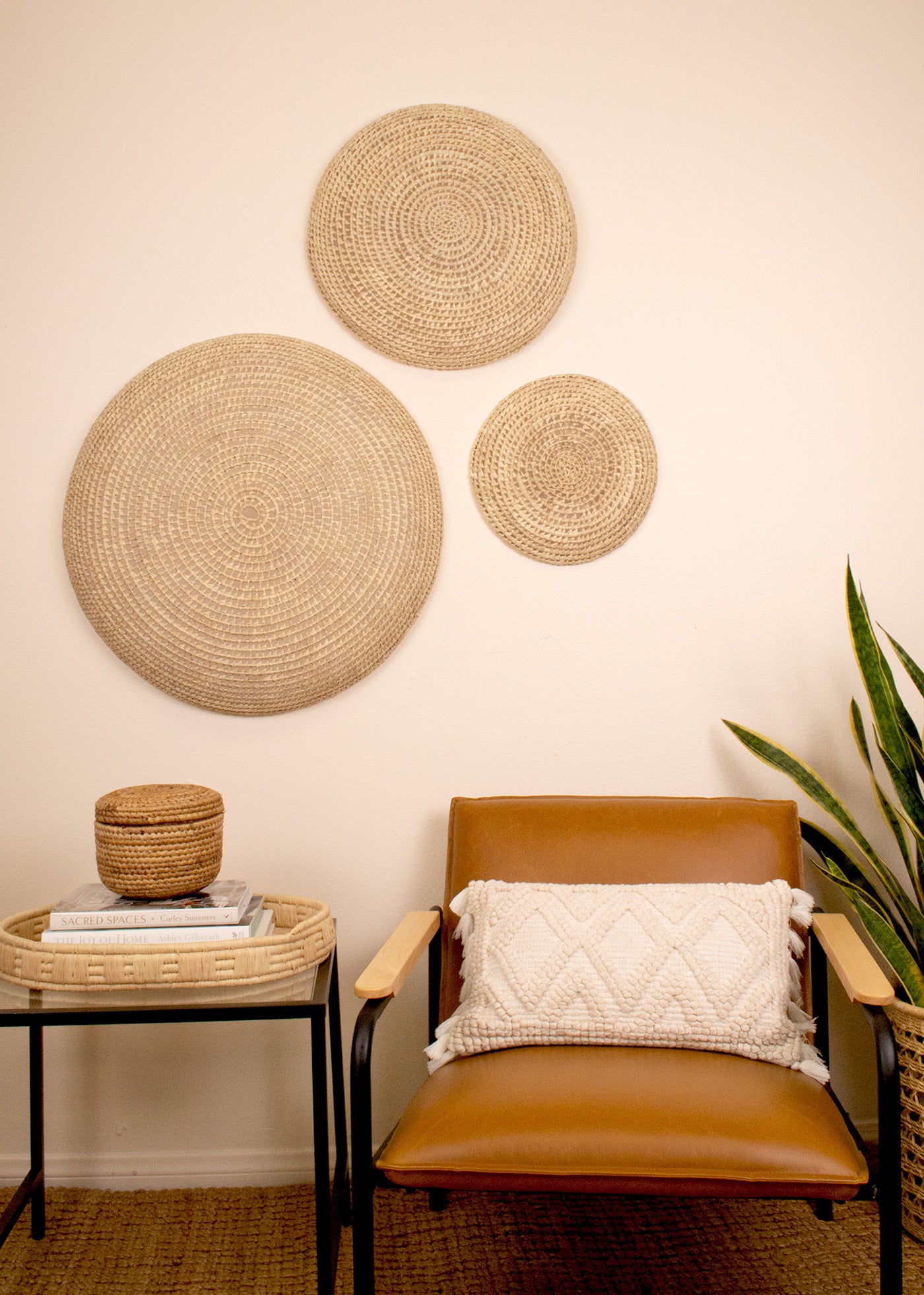 Neutral Wall Art - Palm Button Bowls, Set of 3