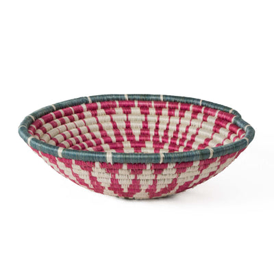 Woven Bowl - 10" Pink & Green