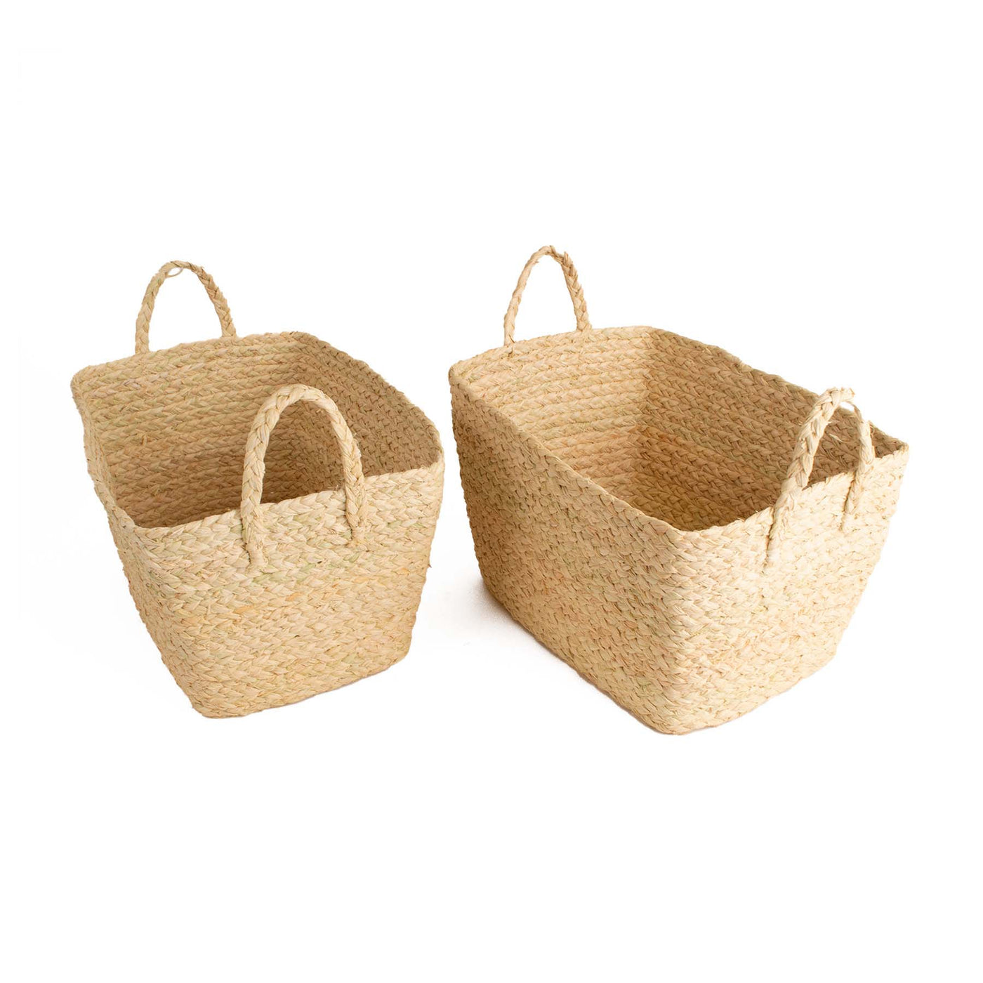 Storage Basket with Handles, Set of 2 - Natural