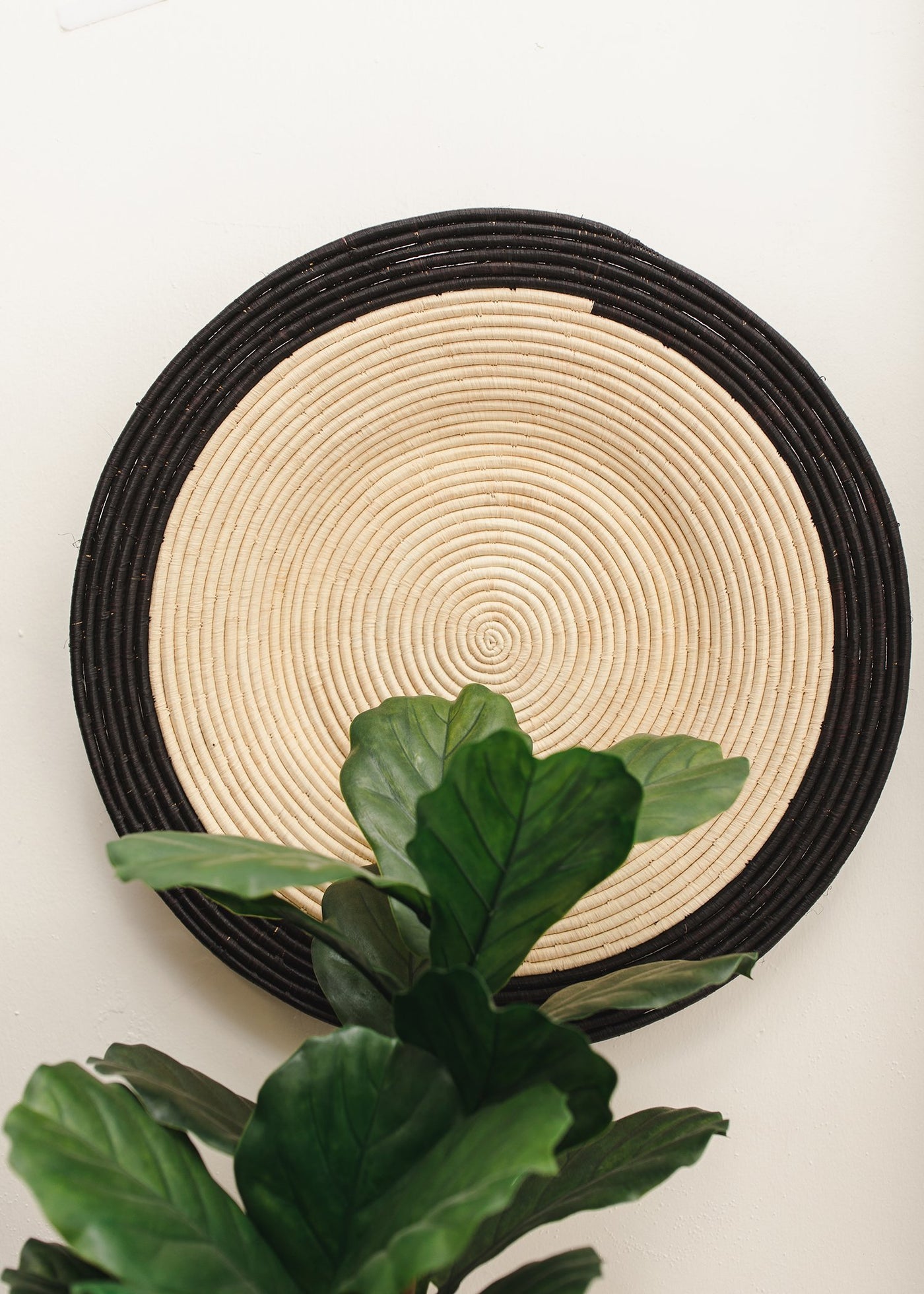 27" Black Circle Woven Wall Art Plate - KAZI
