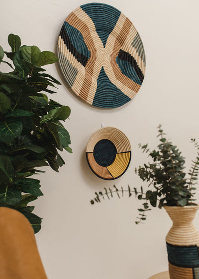 21" Large Nicola Camel Woven Wall Art Plate - KAZI