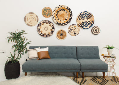 17" Medium Arrow Banana Bark Woven Wall Art Plate - KAZI