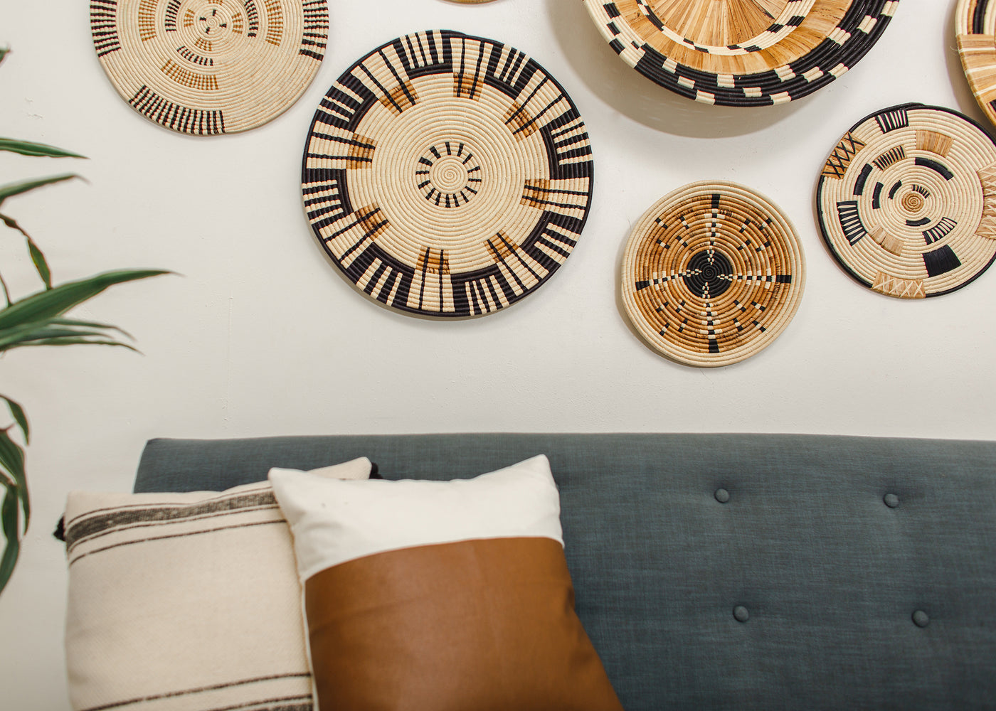 17" Medium Arrow Banana Bark Woven Wall Art Plate - KAZI