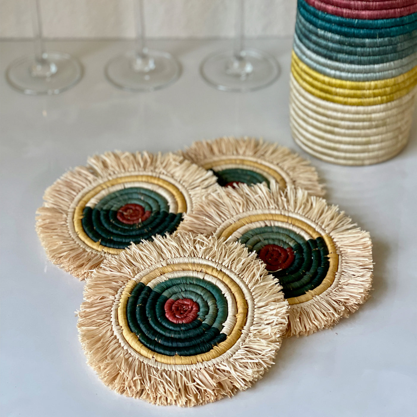 Nostalgia Woven Coasters - Fringed (Set of 4)