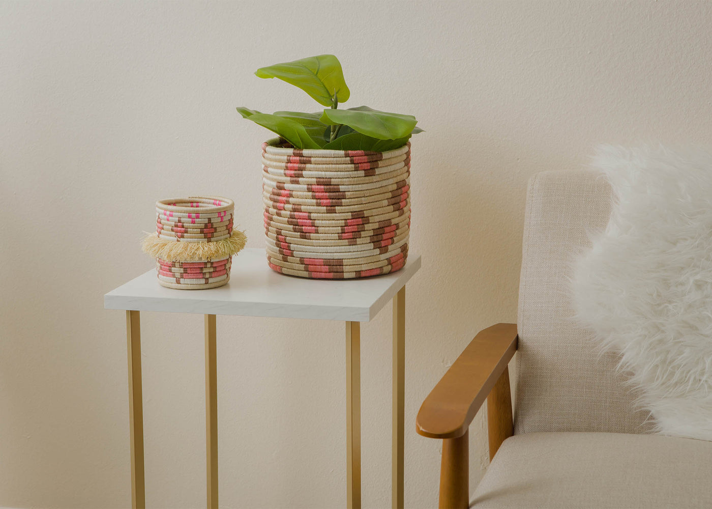 9" Large Animal Print Pink Planter - KAZI