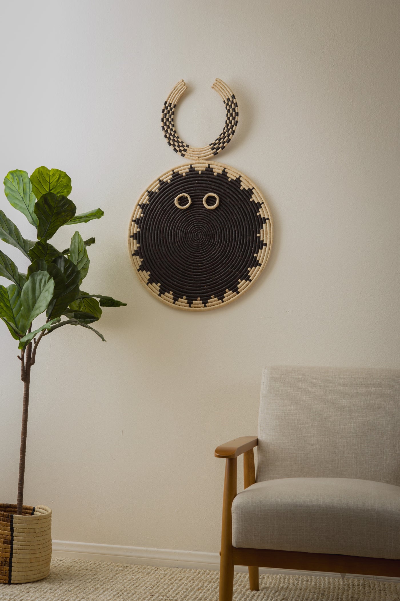 22" Horned Sun Mask Wall Art Disc - KAZI
