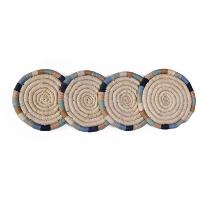 Color Blocked Ring Raffia Coasters, Set of 4