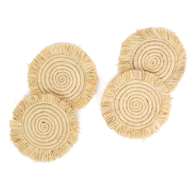 Neutral Fringed Coasters - Natural, Set of 4