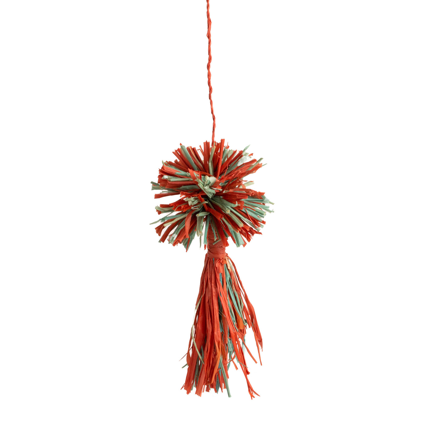 Orange Pom Pom & Tassel Ornament
