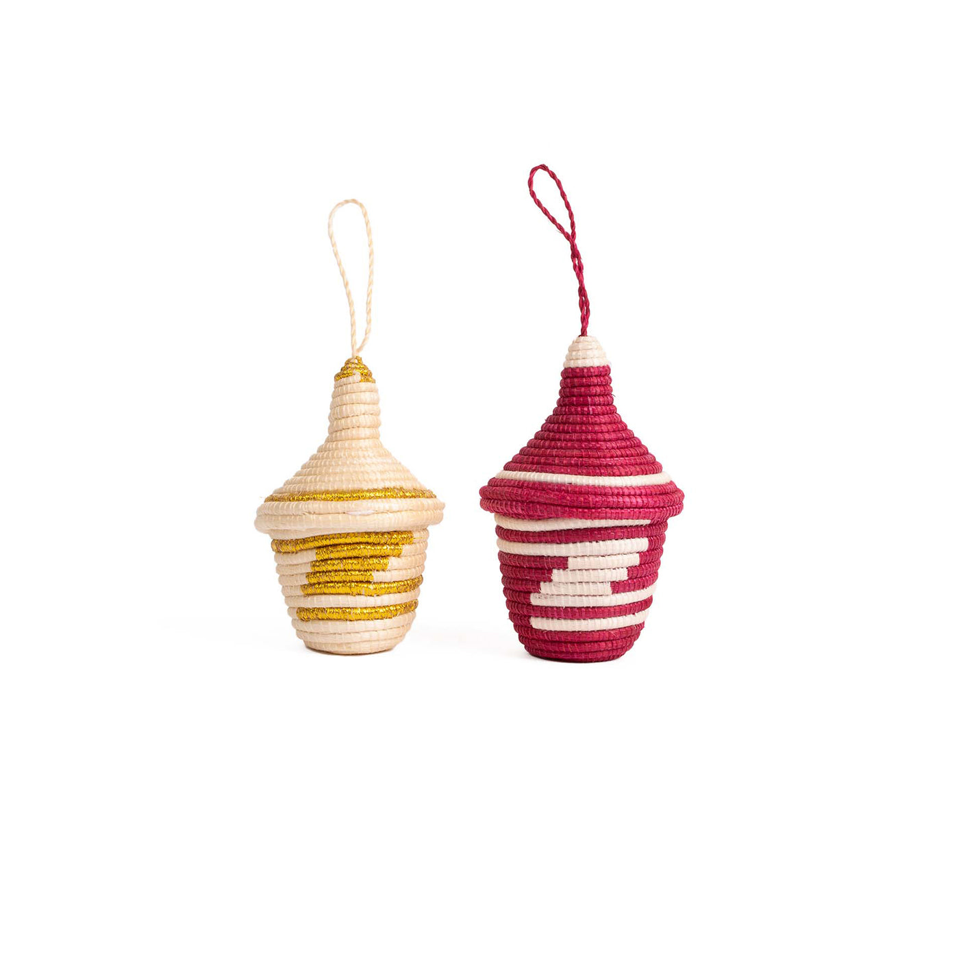 Red & Gold Mini Lidded Ornaments, Set of 2