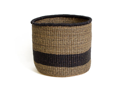 12" Extra Large Striped Black Grass Planter - KAZI