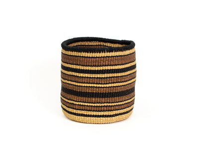 8" Large Striped Brown Grass Planter - KAZI