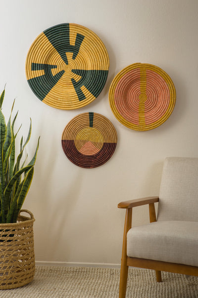 21" Mustard & Evergreen Wall Art Plate - KAZI