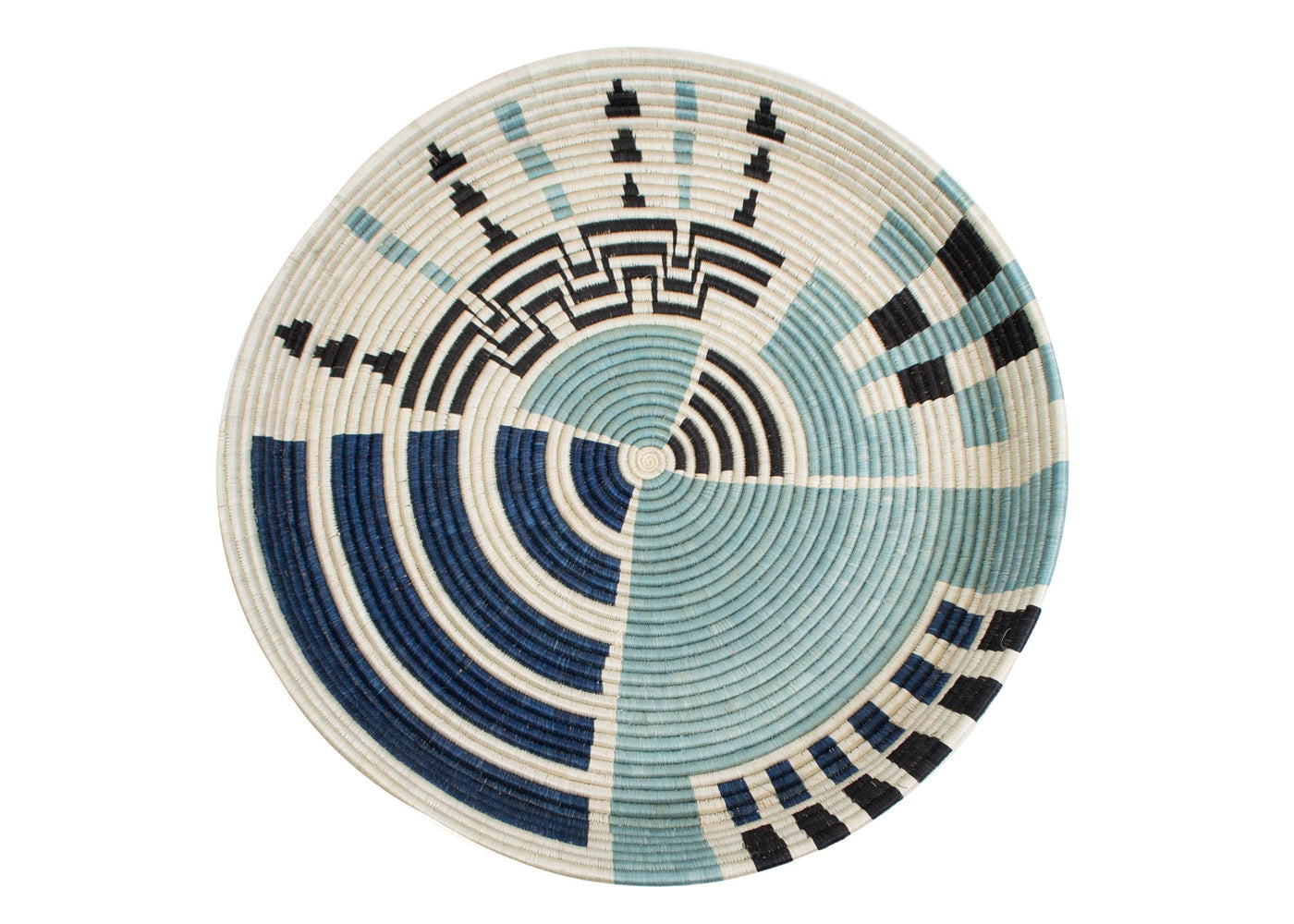 24" Silver Blue Decorative Tray - KAZI