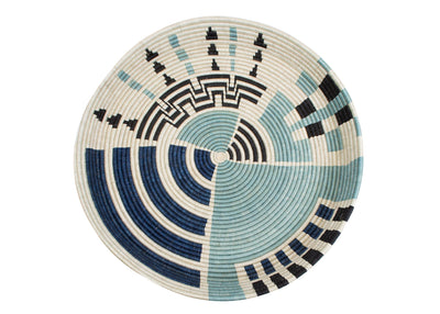 24" Silver Blue Decorative Tray - KAZI