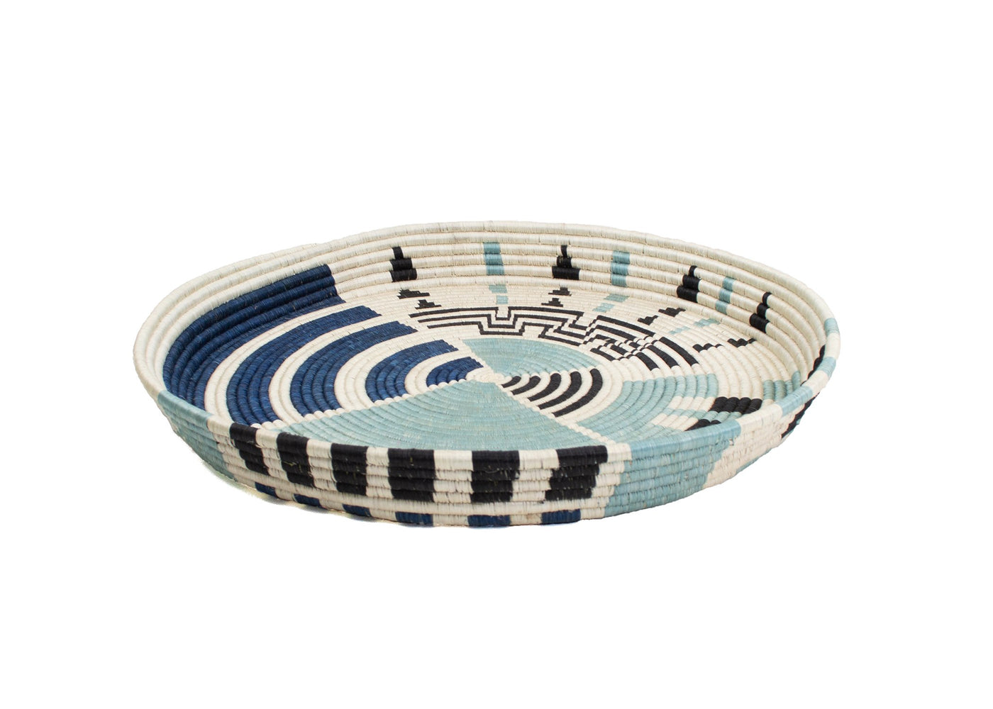 24" Silver Blue Decorative Tray - KAZI