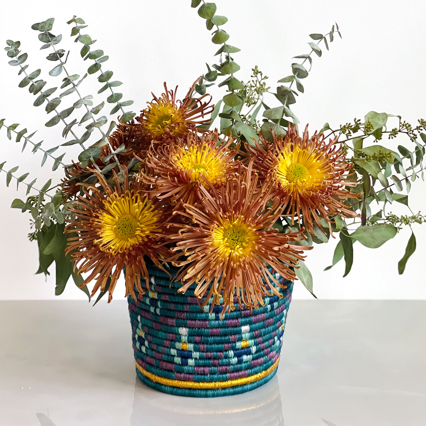 Woven Tapered Planter - 7" Teal