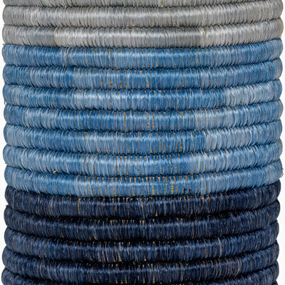 Shades of Blue Striped Vase with Glass Insert