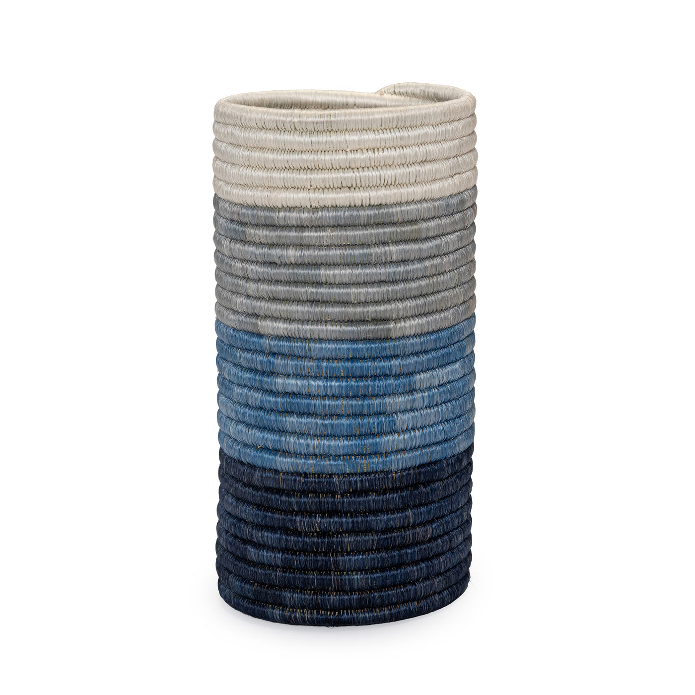 Shades of Blue Striped Vase with Glass Insert