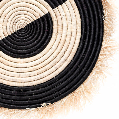 21" Large Black Half Bullseye Fringed Wall Disc