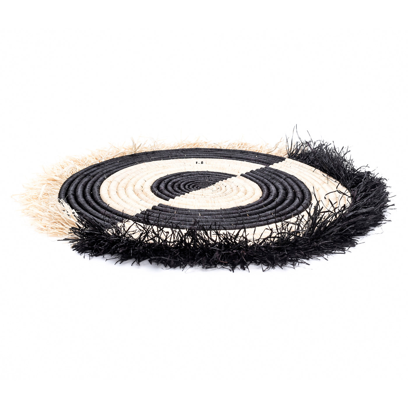 21" Large Black Half Bullseye Fringed Wall Disc