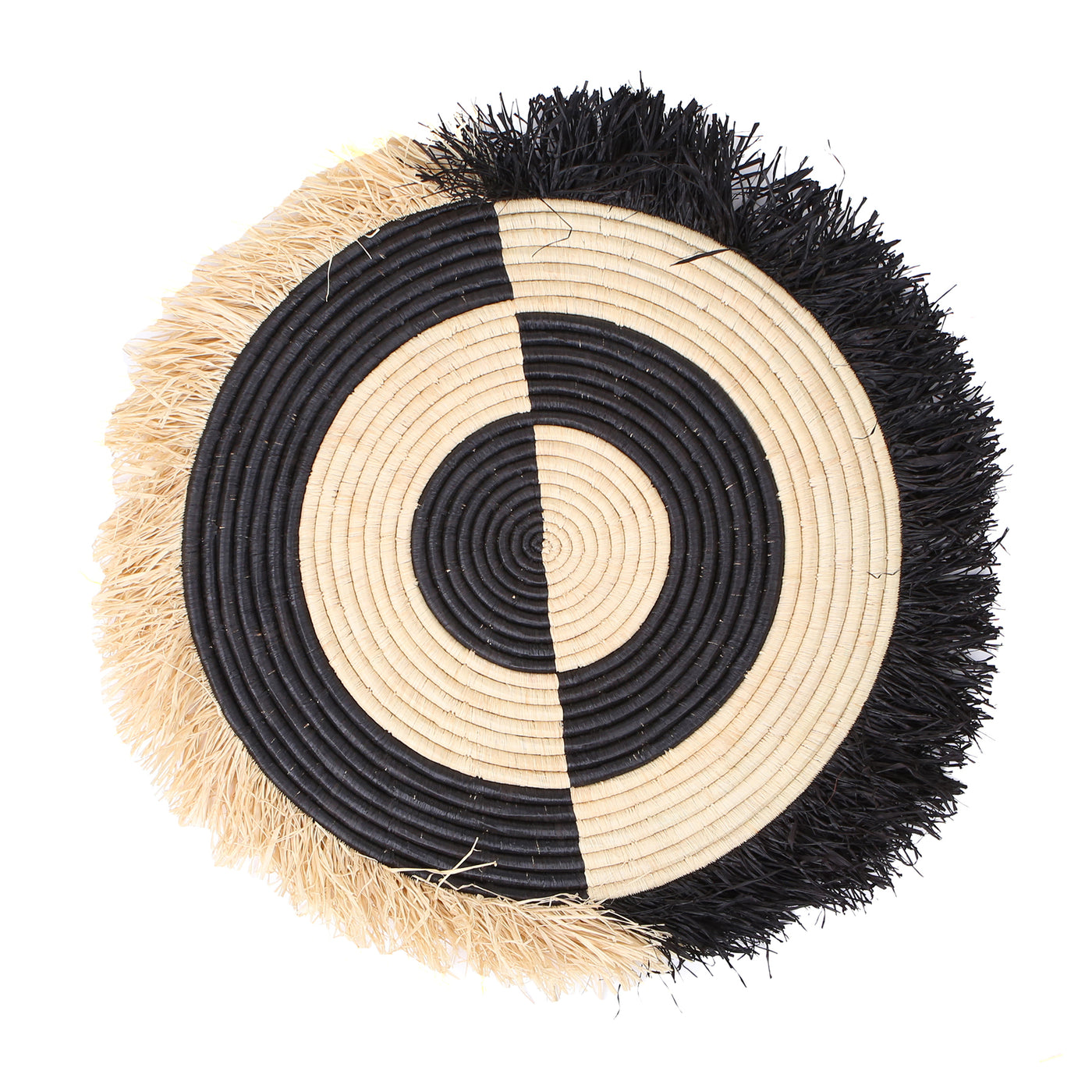 21" Large Black Half Bullseye Fringed Wall Disc