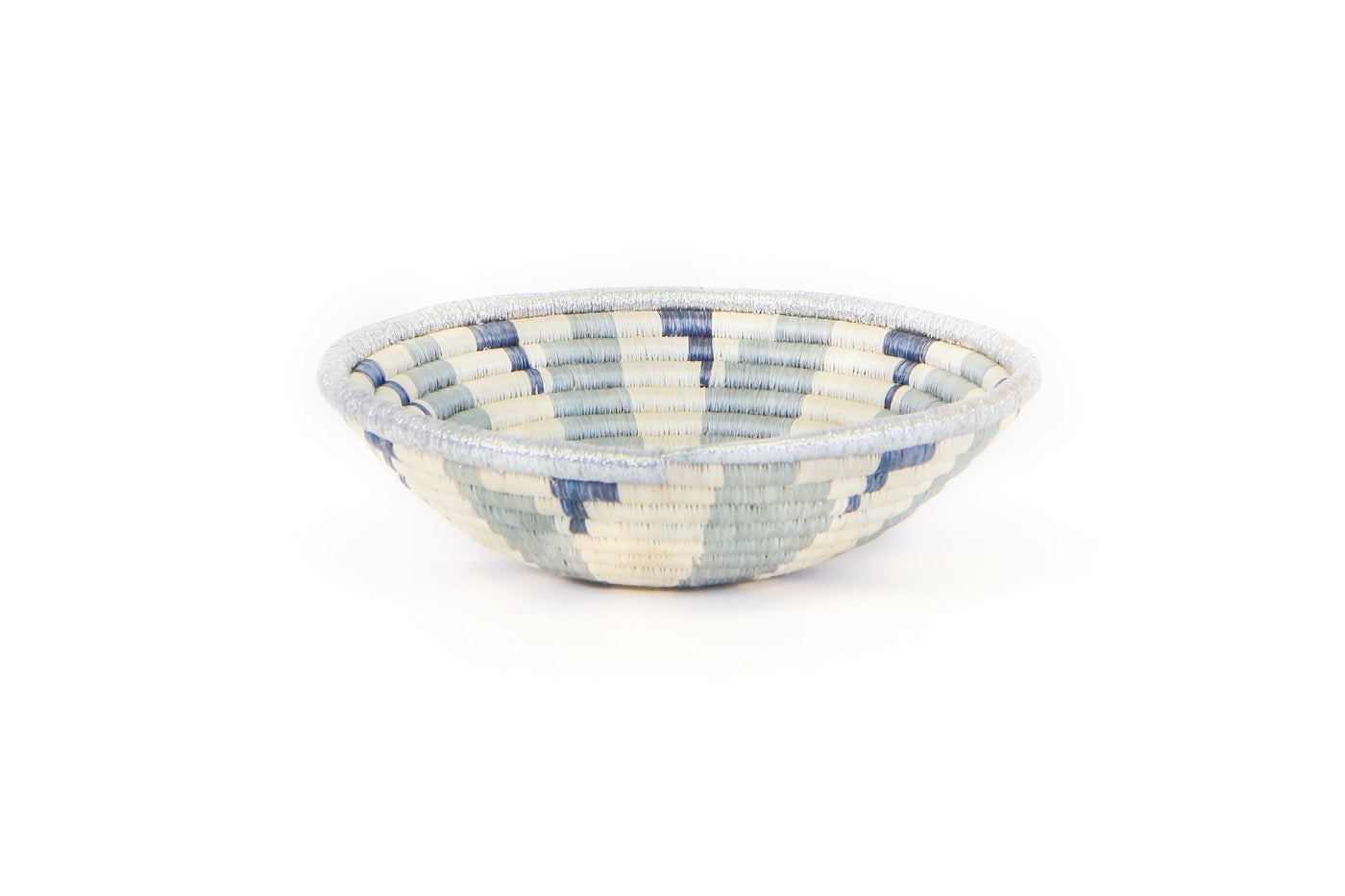 10" Medium Metallic Silver Virunga Round Basket - KAZI