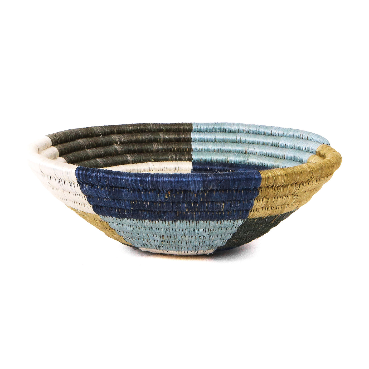 10" Medium Silver Blue Umuseke Round Basket