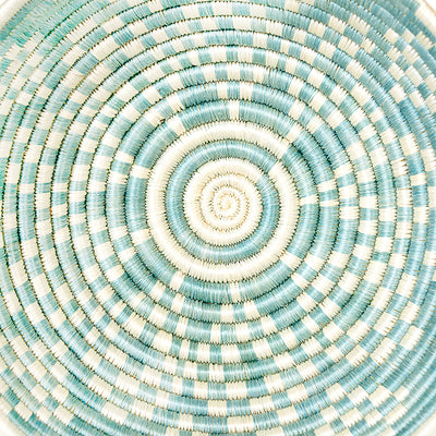 12" Large Silver Blue Ikaze Round Basket