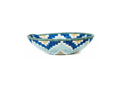 12" Large Silver Blue + Ficelle Hope Round Basket - KAZI