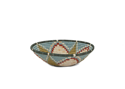 12" Large Silver Blue Jua Round Basket - KAZI