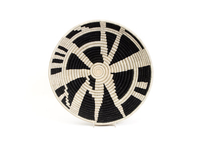 12" Large Black Mosaic Round Basket - KAZI