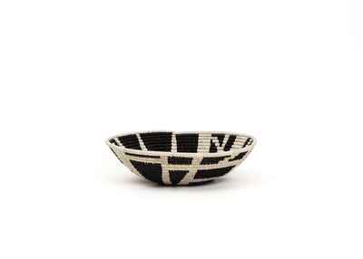 12" Large Black Mosaic Round Basket - KAZI