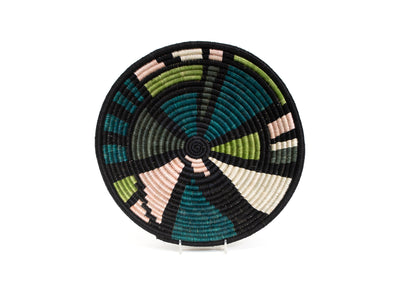 12" Large Ivy + Blush Mosaic Round Basket - KAZI
