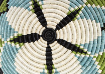12" Large Pastel Green + Dusk Blue Hope Round Basket - KAZI