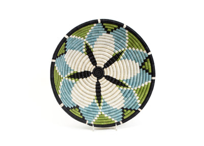 12" Large Pastel Green + Dusk Blue Hope Round Basket - KAZI