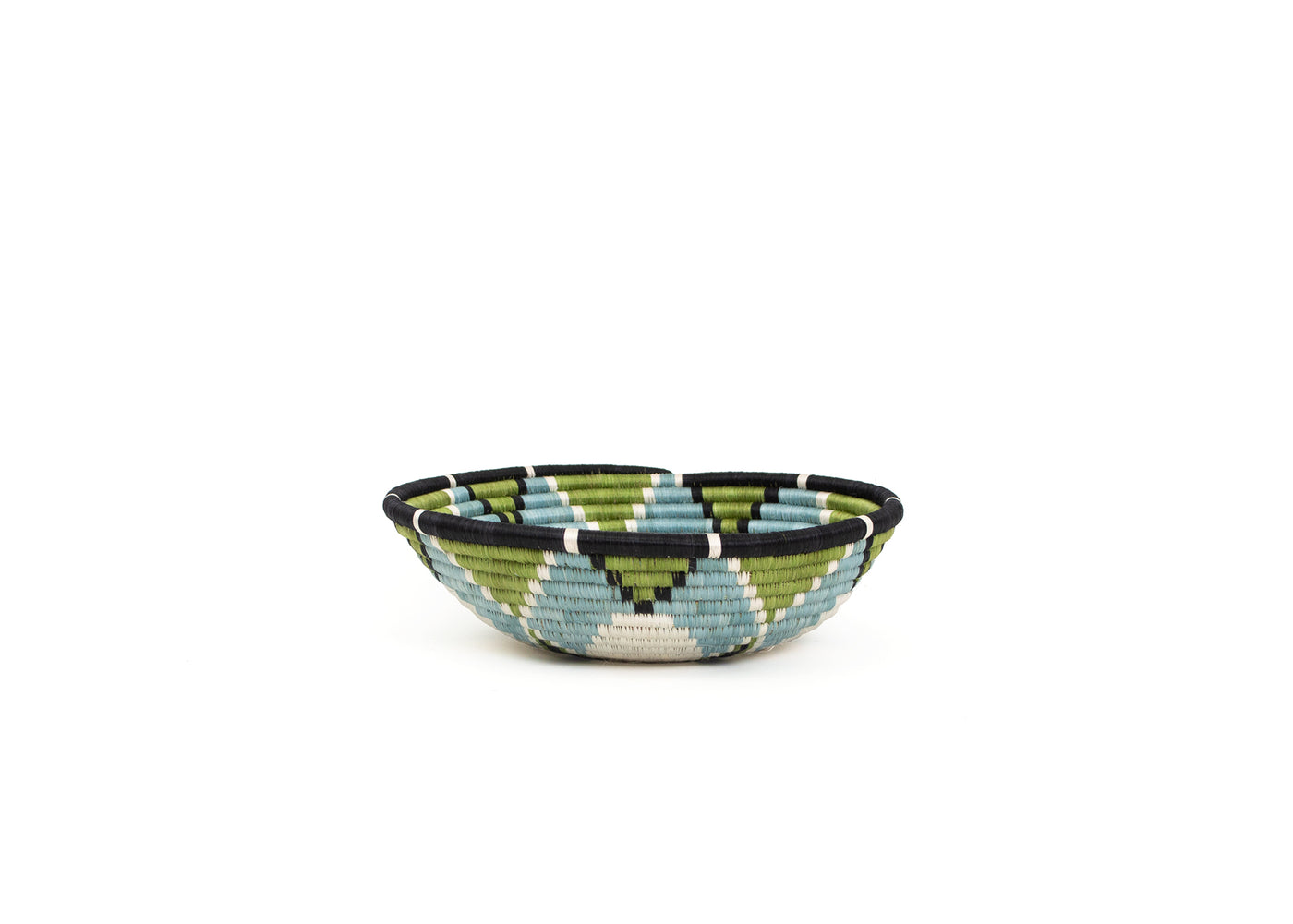 12" Large Pastel Green + Dusk Blue Hope Round Basket - KAZI