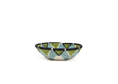 12" Large Pastel Green + Dusk Blue Hope Round Basket - KAZI