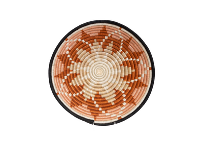 12" Large Dusty Peach + Wheat Tumaini Round Basket - KAZI