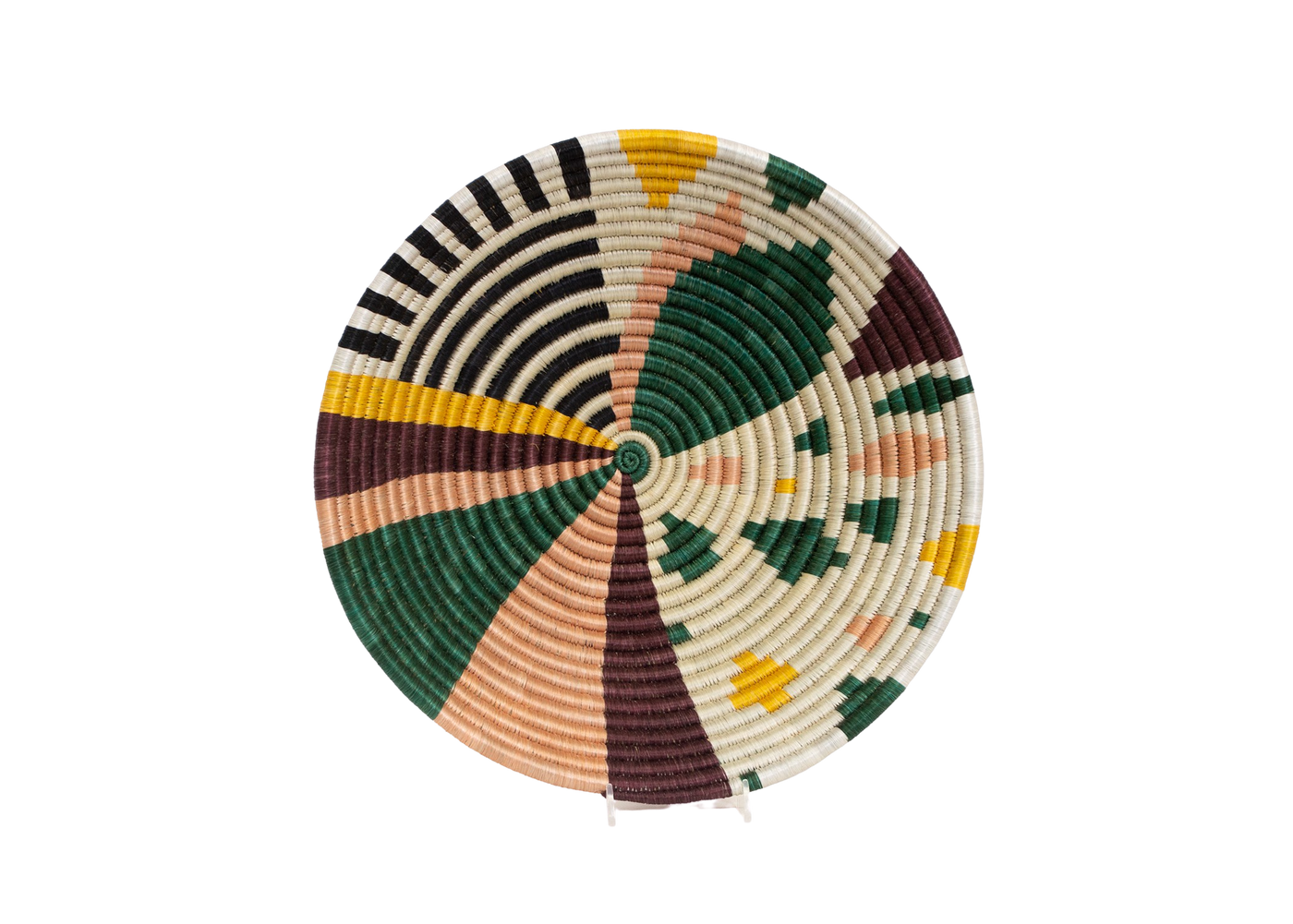 12" Large Dusty Peach + Fir Biko Round Basket - KAZI