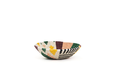 12" Large Dusty Peach + Fir Biko Round Basket - KAZI