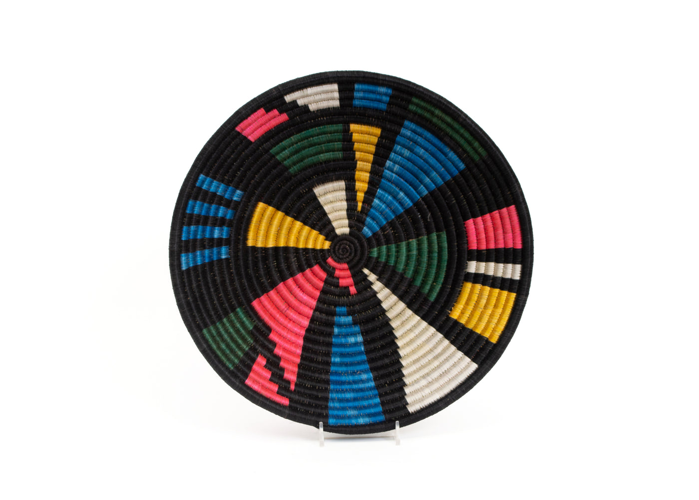 12" Large Black + Neon Mosaic Round Basket - KAZI